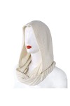 MEIBAOGE Femmes Hiver Tricot Capuche Infinity Écharpe Coupe-Vent Châle Wrap Cache-Cou Cache-Cou, Écharpe À Capuche-Gris Clair