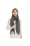 LumiSyne Hiver Senior Écharpe En Cachemire Pour Femme Couleur Unie Classique Écharpe En Laine Avec Frange Doux Longue Écharpe