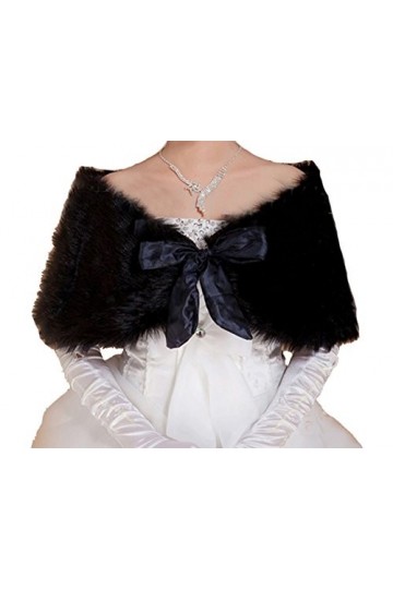 Cinda Haussement d’épaules à châle de mariée Noir Fausse Fourrure Bolero Noir Taille Unique