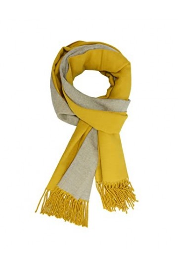 EROSTIMO Écharpe réversible pour femme - Toucher cachemire - Grand châle chaud et épais, jaune