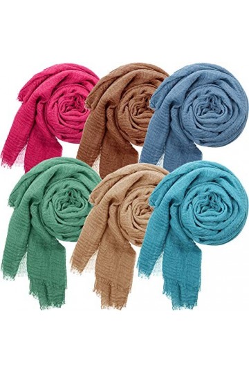6 Pièces Châle Écharpe Douce Femme Écharpe Hijab en Coton Écharpe Tête Portefeuille pour Toutes les Saisons Violet, Café, Bl