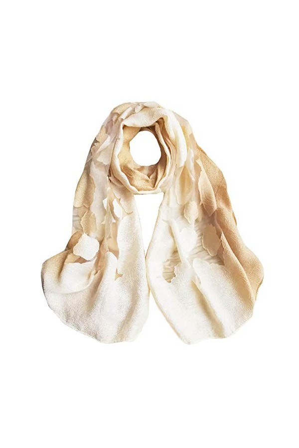 iEverest Foulard Soie et Lin Femme Écharpe Châle de Plage Hijab Soie et Lin Femme Echarpes Elégant Wrap Motif de Broderie Des