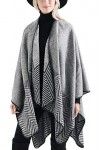 Femmes Poncho Foulard Couverture Chaud Cape Manteau Cape Echarpe Epaisse Châle - Gris