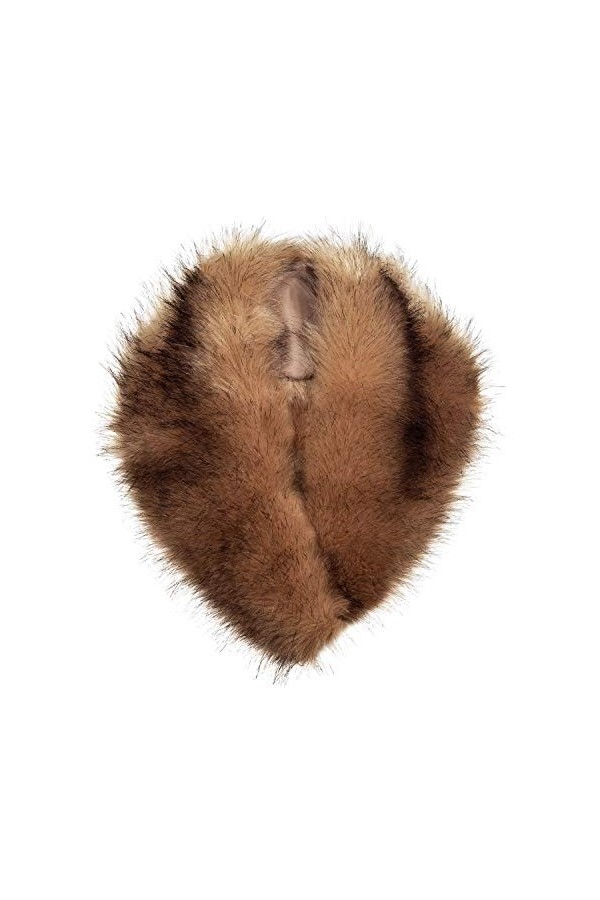 Futrzane Echarpe Fausse Fourrure de Renard Dames Châle Col en Fourrure d’hiver Brun avec Blanc 