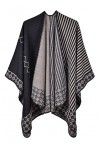 FEOYA Cape Poncho Femme Châle Foulard Couverture Élégant Vintage Épaissie Chaud Hiver Cardigan à Devant Ouvert A4