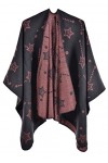 FEOYA Cape Poncho Femme Châle Foulard Couverture Élégant Vintage Épaissie Chaud Hiver Cardigan à Devant Ouvert A4