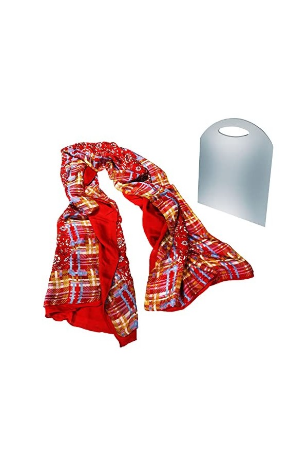 BEAT Châle 100% Soie Imprimée Réversible Design Collection 50 x 180 cm Rouge