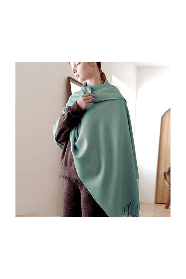 LumiSyne Hiver Senior Écharpe En Cachemire Couleur Unie Pour Femme Chaud Pashmina Foulards Frange Laine Douce Longue Épaissie