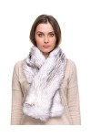 Futrzane Droit Echarpe Fausse Fourrure de Renard Dames Châle Col en Fourrure d’hiver Brun avec Blanc 