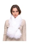 Futrzane Droit Echarpe Fausse Fourrure de Renard Dames Châle Col en Fourrure d’hiver Brun avec Blanc 