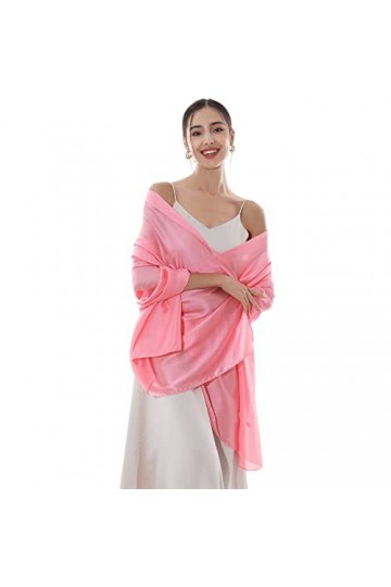 RIIQIICHY – Écharpe pour femme en mousseline de soie légère, pashmina pour cheveux, de mariage, pour robes de soirée, Rose 24