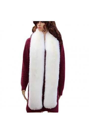 LDFWAY Écharpe longue en fausse fourrure pour homme et femme - Blanc - Taille Unique