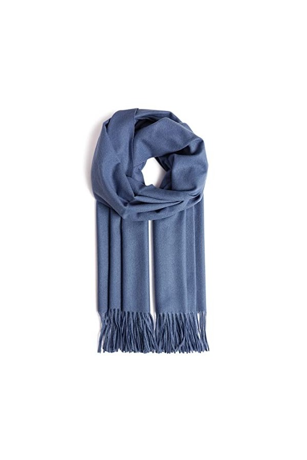 MAGIMODAC Écharpe dhiver pour femme - Sensation cachemire - Pashnima - Couleur unie - Tartan - Grande écharpe douce, bleu, t