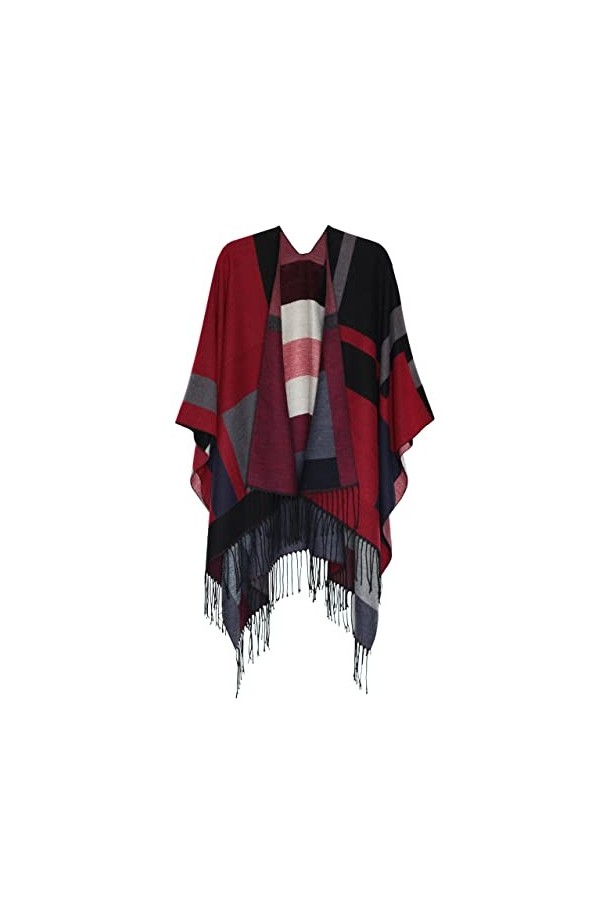 DiaryLook Poncho châle surdimensionné imprimé pour femme réversible ouvert sur le devant, N°4, taille unique