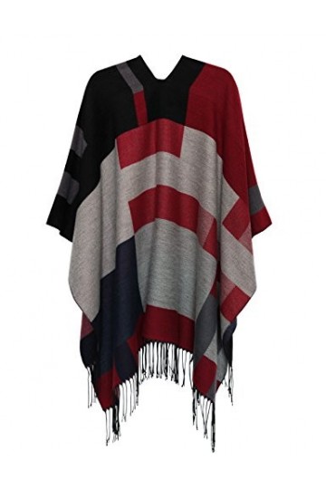 DiaryLook Poncho châle surdimensionné imprimé pour femme réversible ouvert sur le devant, N°4, taille unique