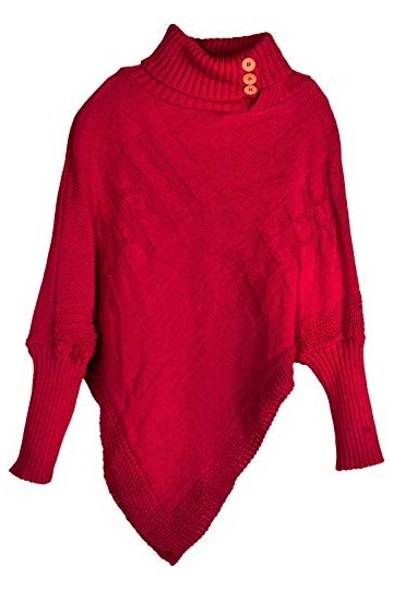 styleBREAKER Poncho pour Femme en Maille Fine avec Un Motif tressé et des Manches, col châle 08010055, Couleur:Bodeaux-Violet