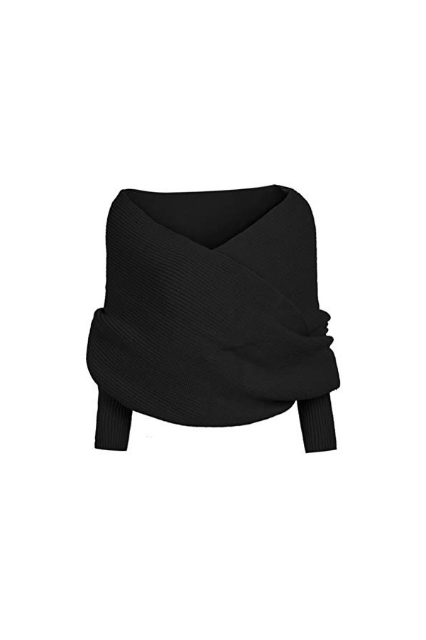 Yorimi Écharpe châle tricotée pour femmes avec manches hauts de chandail tricotés enveloppement tricoté au crochet cape châle