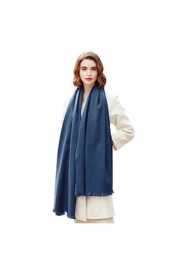 RIIQIICHY Châle pashmina pour femme - Grande écharpe dhiver douce pour robe de soirée, bleu marine, L