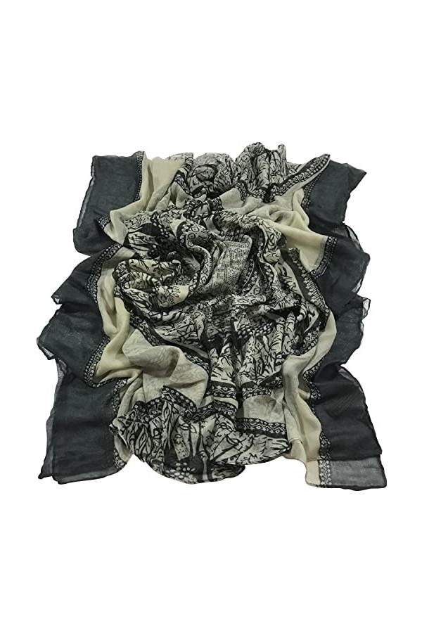 CJ Apparel Gris Noir Grande Taille Mode Govi Design Voile Châle Pashmina décharpe