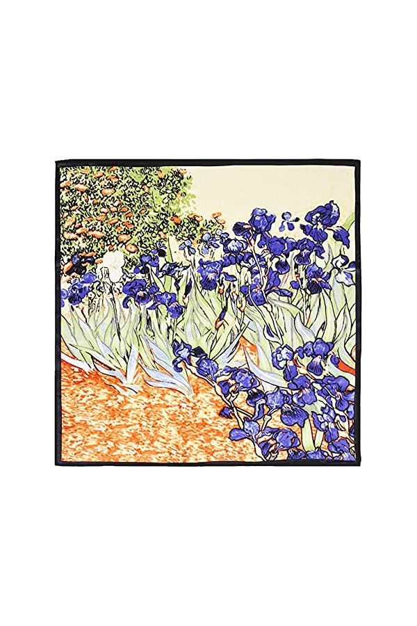 laprée - Foulard Femme en Soie Carré de Soie Foulard carré 100% soie roulotté 90 * 90 cm Reproduction Tableau - Motif Chats