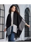 DiaryLook Poncho châle surdimensionné imprimé pour femme réversible ouvert sur le devant, 1