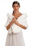 Central Chic Châle en fausse fourrure blanche à motifs pour mariage, hiver, fête, pashmina
