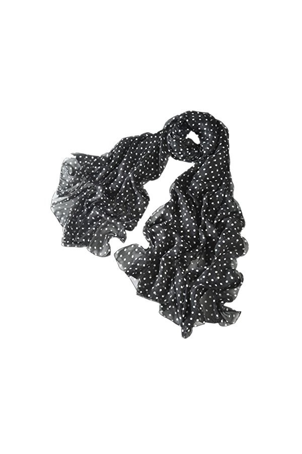 Prettystern foulard à pois mousseline de soie naturelle Impression classique vintage femme écharpe legere pour le printemps e