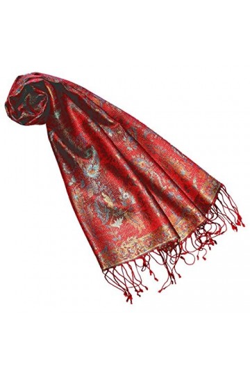 LORENZO CANA Pashmina pour la femme - écharpe de 100% soie avec les mesures de 35 x 160 cm - fait à la main – souple élégant 