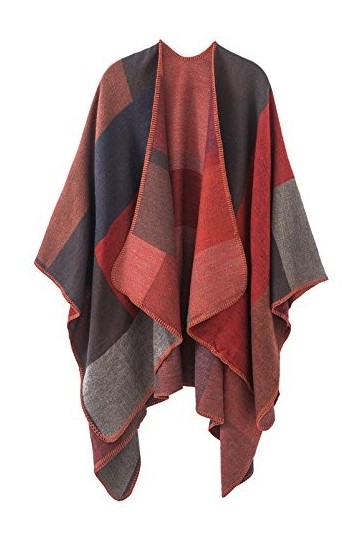 EXCHIC Femmes Rétro Plusieurs Couleurs Châle Cape Extra Large Hiver élégant Open Front Poncho Manteau Noir 