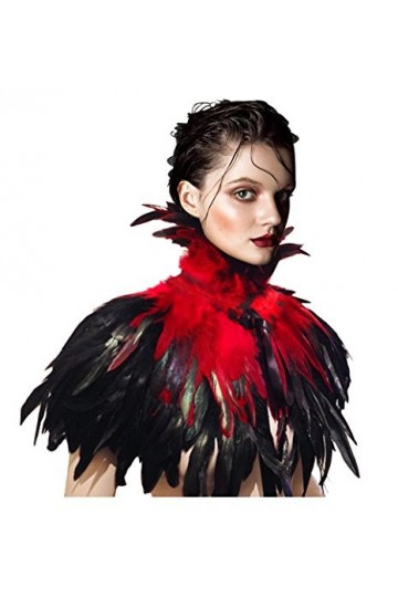 keland Gothique Victorien Plume Cape Châle Etoles Poncho avec Ras de cou Collier pour Halloween Cosplay Costume Bleu acide 