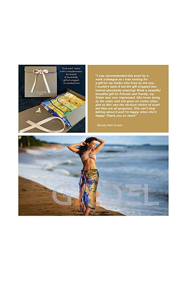 Grande écharpe en satin avec broche abeille - Cadeau pour femme/elle/maman, paréo de plage, foulard en soie végan, châles, éc