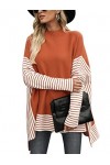 Migcaput Poncho Femme Pull en Tricot à col Montant Élégant Ponchos et Capes Femme Chaud Hiver Grand Pull Châle Orange, M 