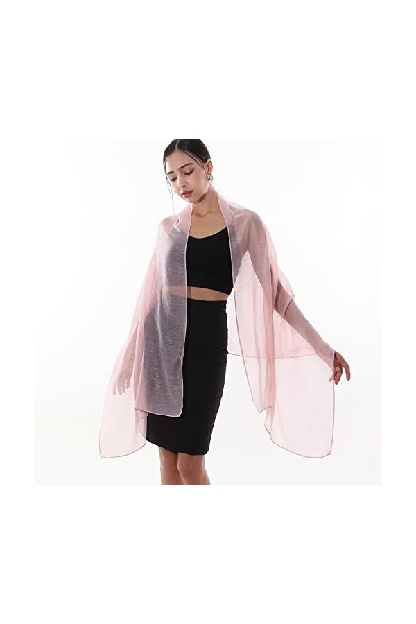 RIIQIICHY Echarpe Étole Femme Rose Clair Étole Robe de Soirée Pashmina Châle Festif