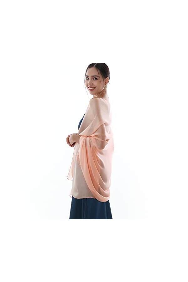 RIIQIICHY – Écharpe pour femme en mousseline de soie légère, pashmina pour cheveux, de mariage, pour robes de soirée, Rose 15