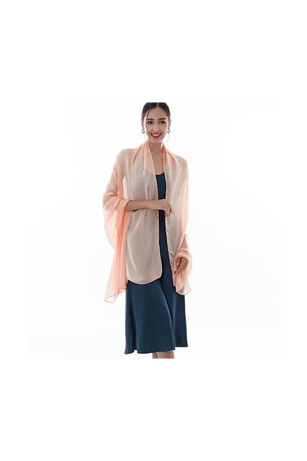 RIIQIICHY – Écharpe pour femme en mousseline de soie légère, pashmina pour cheveux, de mariage, pour robes de soirée, Rose 15