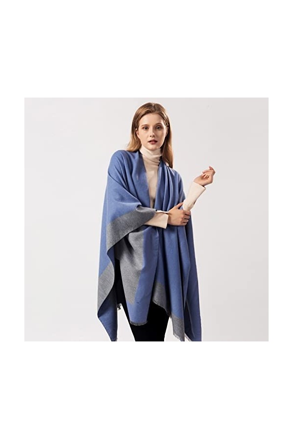 Kuukaas Poncho écharpe Wrap Femme Open Front Tricot Ponchos & Capes pour femme 130 x 150 cm, Style 2 - Rouge, 130*150 CM