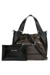 Calvin Klein Estelle Novelty Sac à bandoulière Femme, Logo Marron/Kaki/Noir, Taille Unique