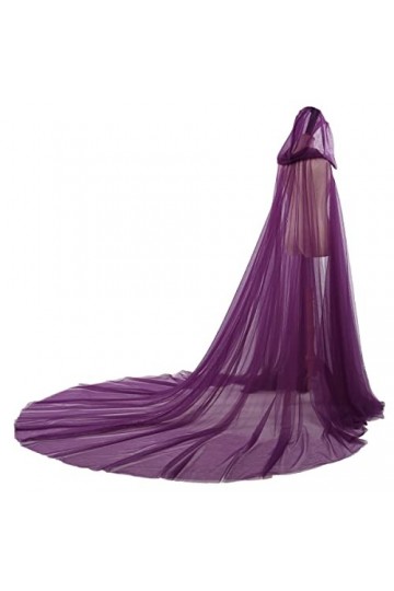 GRACEART Cape de mariée à capuche longue dos de mariage Tulle elfe robe chapelle voile Mantilla, violet, taille unique