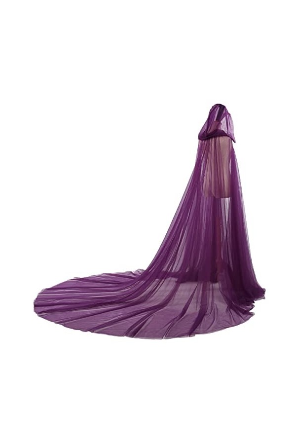 GRACEART Cape de mariée à capuche longue dos de mariage Tulle elfe robe chapelle voile Mantilla, violet, taille unique