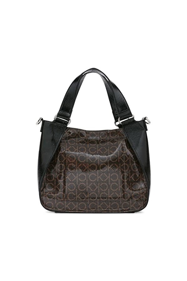 Calvin Klein Estelle Novelty Sac à bandoulière Femme, Logo Marron/Kaki/Noir, Taille Unique