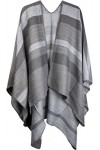 styleBREAKER Poncho avec Motif à Rayures, Cape à Draper, châle réversible, Femmes 08010009, Couleur:Gris-Blanc
