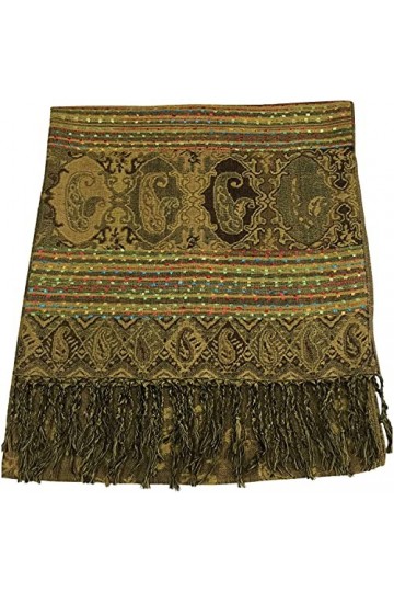 CJ Apparel Or Brun Aquarelle Fleur Design Châle écharpe Enveloppe Étole Jeu