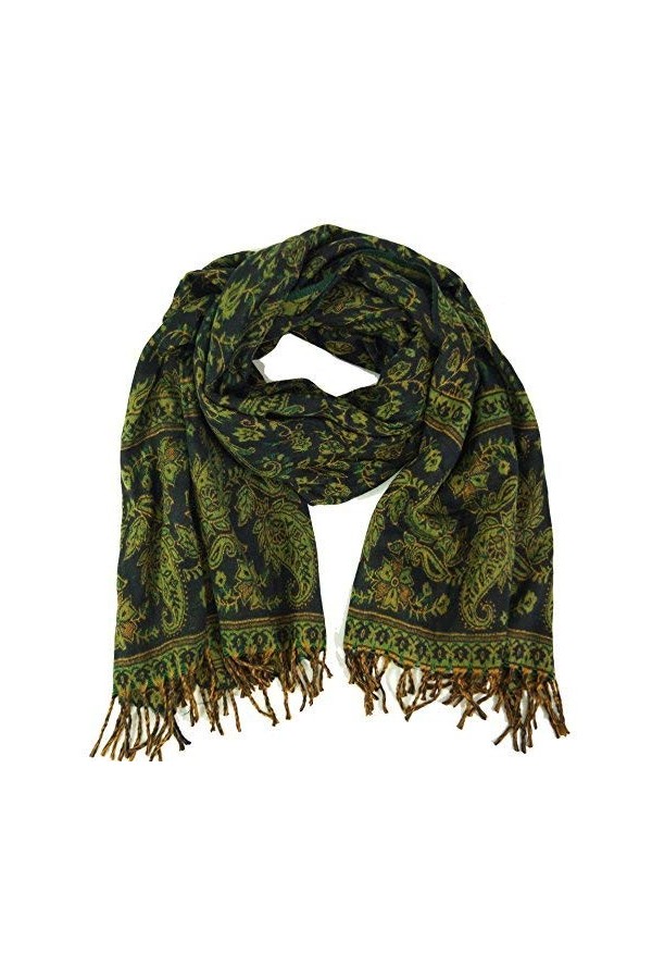 Guru-Boutique, Écharpe Pashmina / étole Avec Motif Paisley - Indigo, Bleu, Synthétique, Size:Taille Unique, 200x100 cm, Echar
