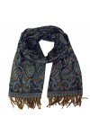 Guru-Boutique, Écharpe Pashmina / étole Avec Motif Paisley - Indigo, Bleu, Synthétique, Size:Taille Unique, 200x100 cm, Echar