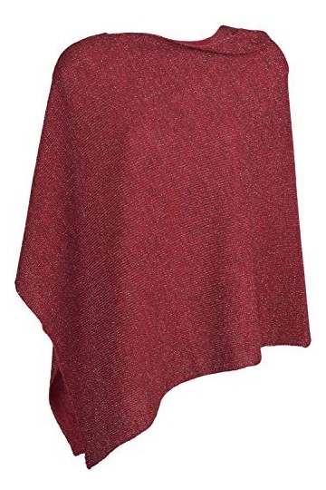 styleBREAKER Poncho pour Dames en Tricot Fin de Couleurs Unies avec Fils à Paillettes, Coupe asymétrique, sans Manches, col R