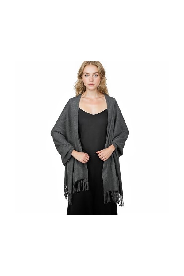 Pashmina Écharpe dhiver pour femme Châle et écharpe pour robe de soirée Grand châle doux de mariage, bleu marine, taille uni