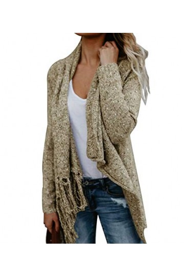 CEASIKERY Pull à Ourlet à Pampilles pour Femmes Cardigan Long Pull-Over Poncho Manteau