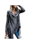 CEASIKERY Pull à Ourlet à Pampilles pour Femmes Cardigan Long Pull-Over Poncho Manteau