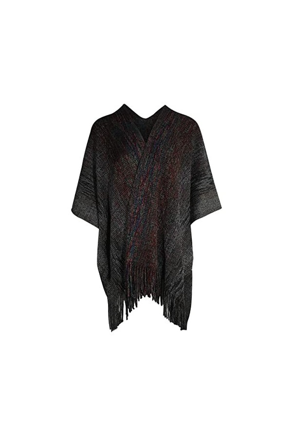ZLYC Poncho pour femme doux et simple, Space Dyeing noir, taille unique