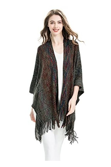 ZLYC Poncho pour femme doux et simple, Space Dyeing noir, taille unique